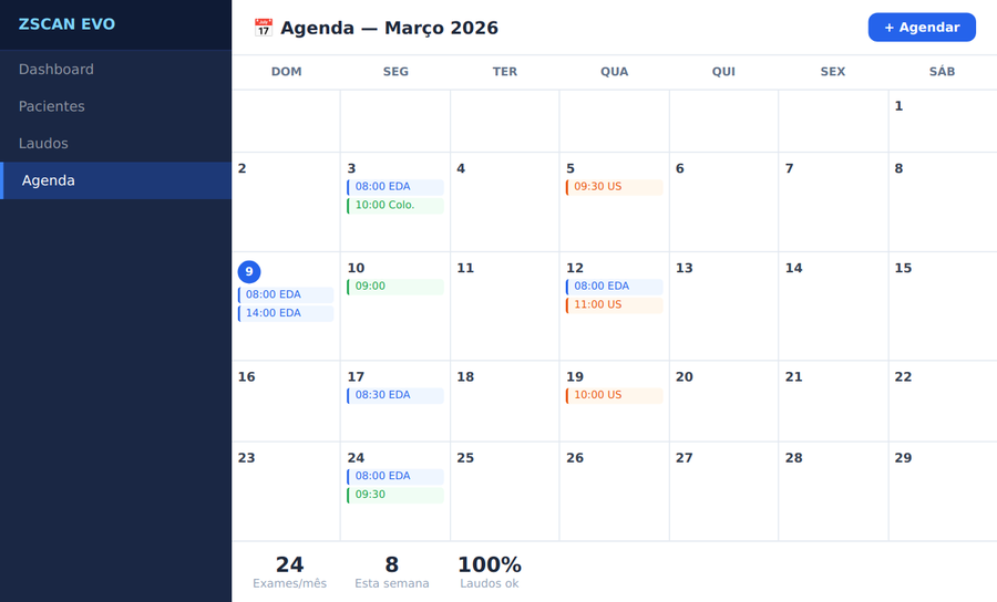 Agenda de exames ZSCAN EVO